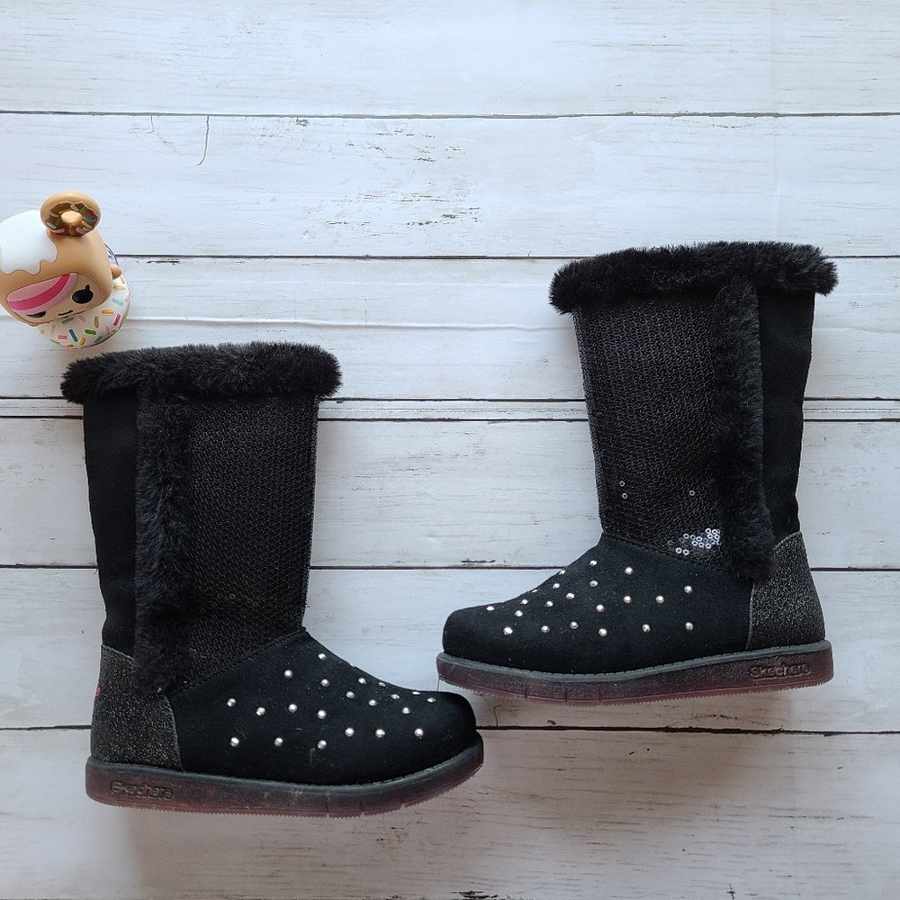 SkechersTwinkle Toes Glitzy Glam Shimmer Diva Suede Boots Size 12